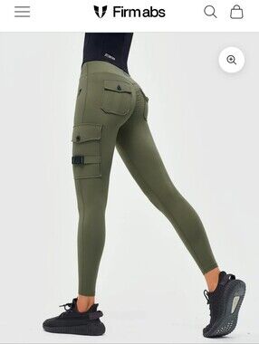 NWOT Firmabs Cargo Fitness Leggings - High-Waist Women Pants Sz M Olive